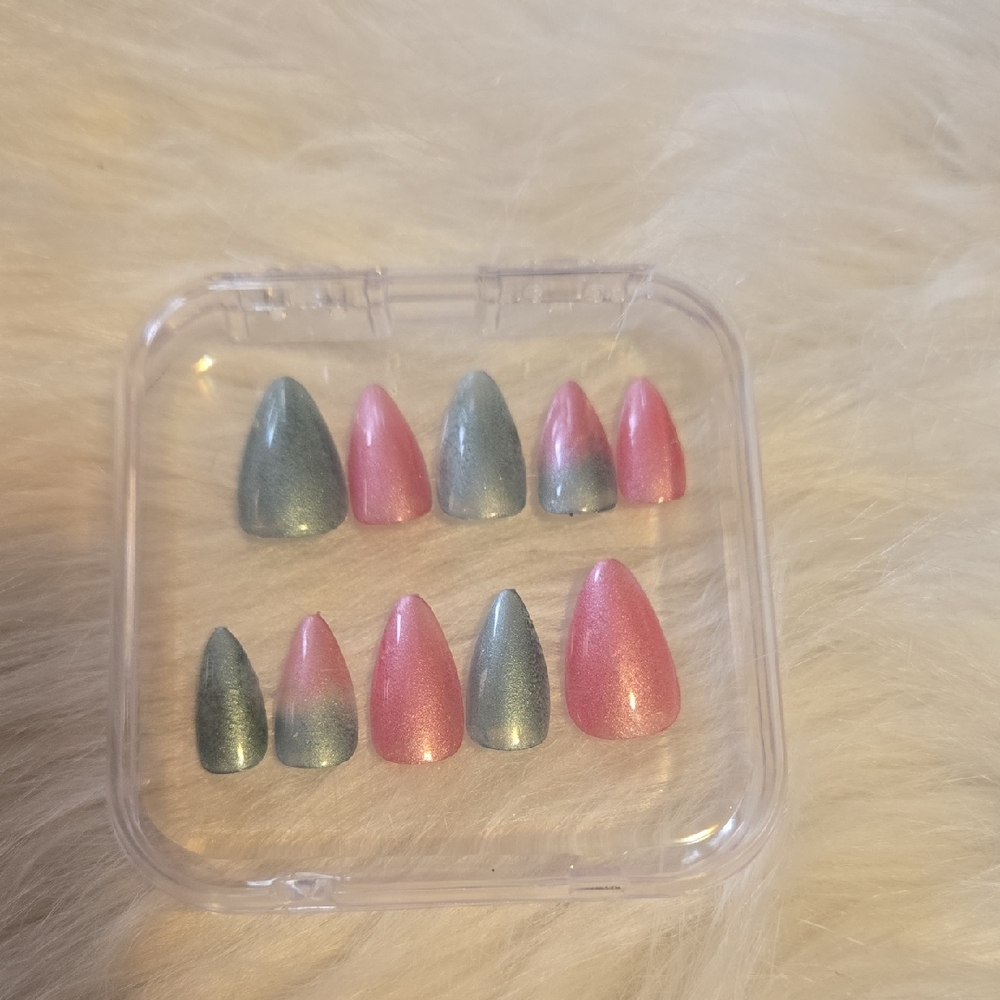 Pink and Blue Press-On Nails